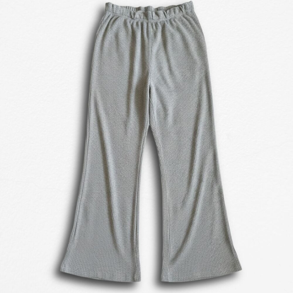 Size Large Ribbed Grey Relaxation Wide Leg Pants